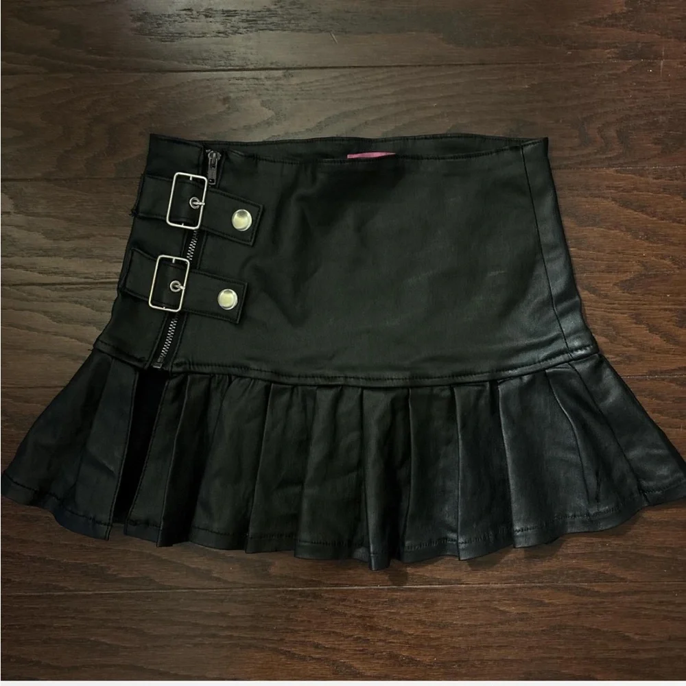 Edikted Black Mini Skirt with Buckle Accents